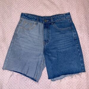 Two toned denim jorts/cutoffs